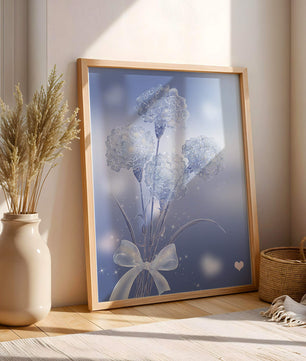 Carnations With Sparkles And Ribbon On Blue Background - Mi tienda