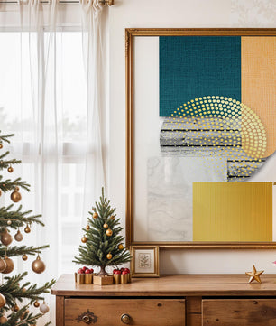 Abstraktes geometrisches Design mit Texturen und goldenen Akzenten