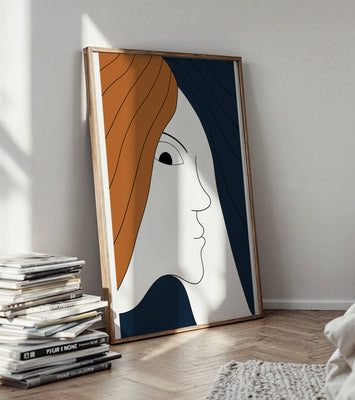Abstract Portrait with Stylized Hair and Minimalist Design
