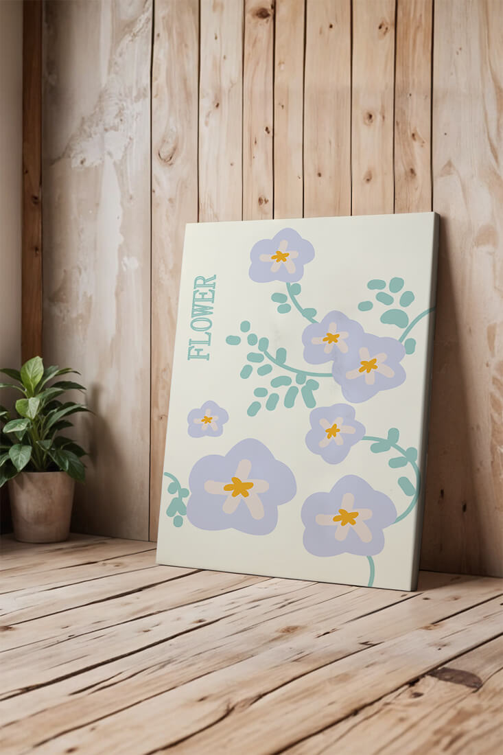 Floral design with pastel flowers and abstract leaves