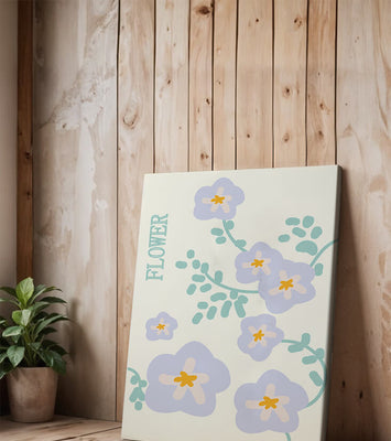 Floral design with pastel flowers and abstract leaves