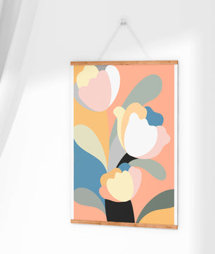 Colorful abstract shapes with soft pastel tones