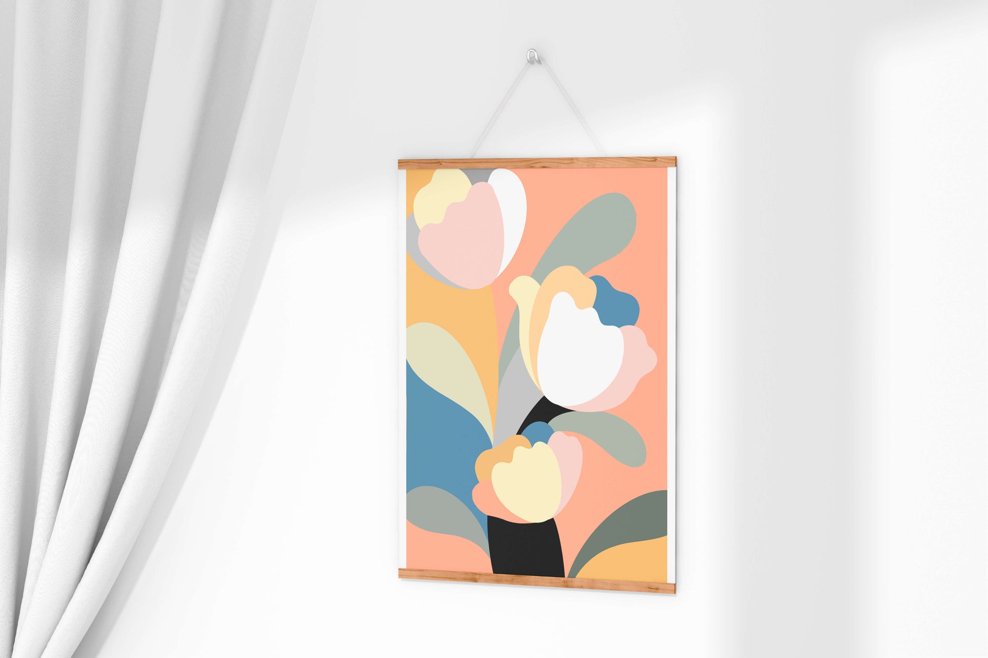 Colorful abstract shapes with soft pastel tones