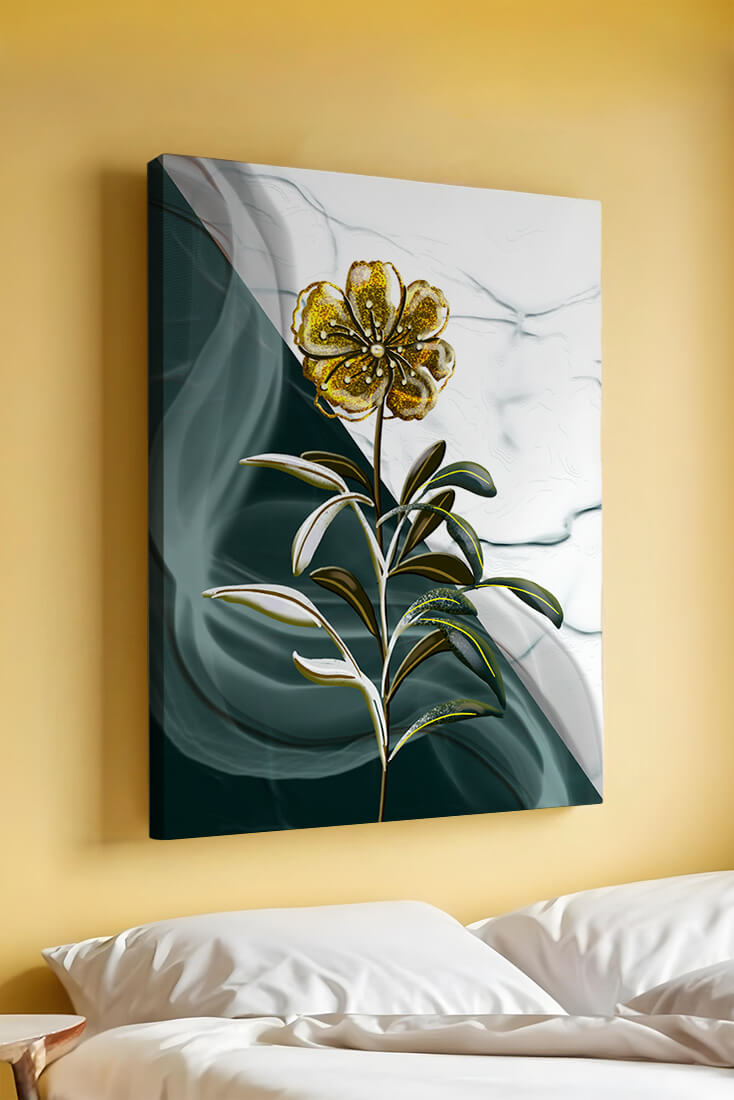 Elegant floral design with gold accents on abstract background