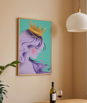 Elegant Purple-Haired Princess with Gold Crown - Mi tienda