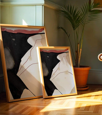 Abstract Composition with Bold Black and Subtle Gold Accents