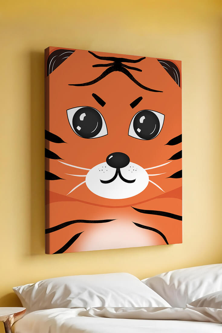 Adorable tiger face illustration with bold features
