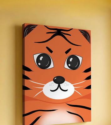Adorable tiger face illustration with bold features