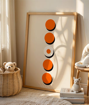 Vertical Arrangement of Orange and White Circles with Shadows on a Light Background - Mi tienda