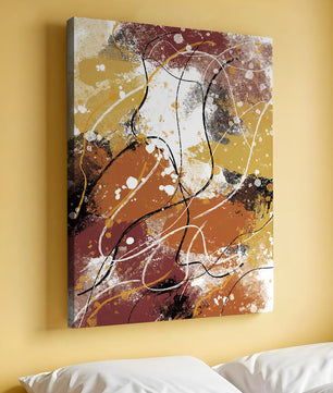 Pieza de arte abstracto colorida con trazos y salpicaduras audaces