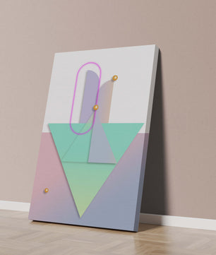 Composition géométrique abstraite avec des couleurs pastel et des éléments dorés