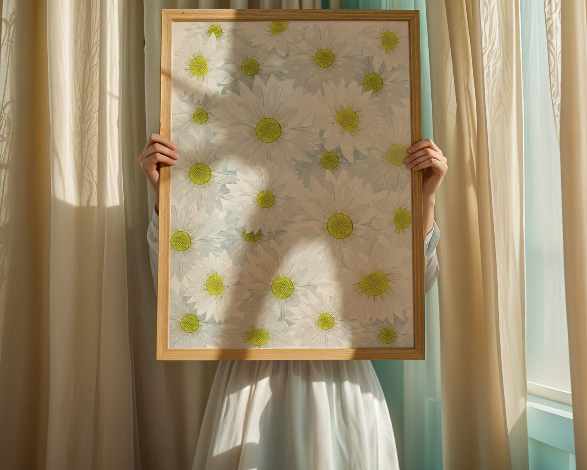 White Daisies Pattern with Yellow Centers