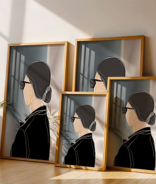 Modern woman with sunglasses and gold hoop earrings