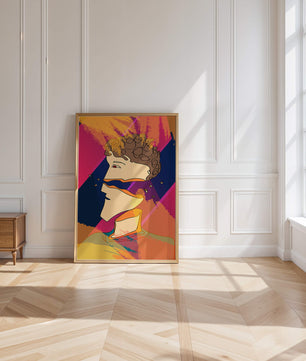 Colorful Abstract Portrait with Geometric and Golden Elements - Mi tienda