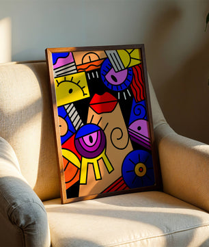 Abstract Geometric Pop Art with Bright Colors and Shapes - Mi tienda