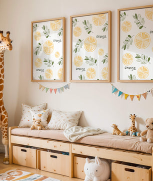 Motif avec des tranches d’orange et des feuilles vertes