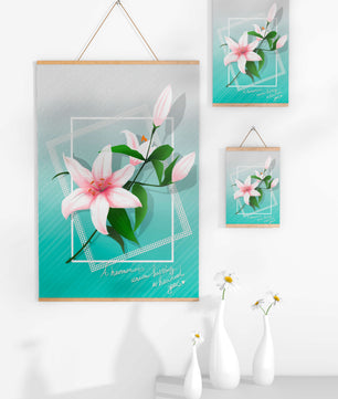 Elegant floral design with pink lilies and modern accents