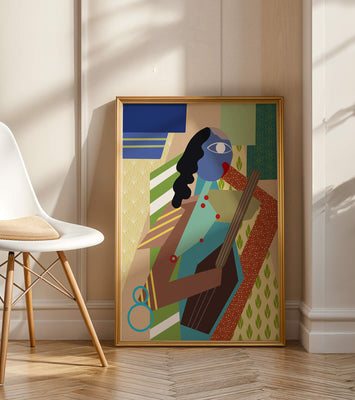 Colorful abstract geometric art with musical theme