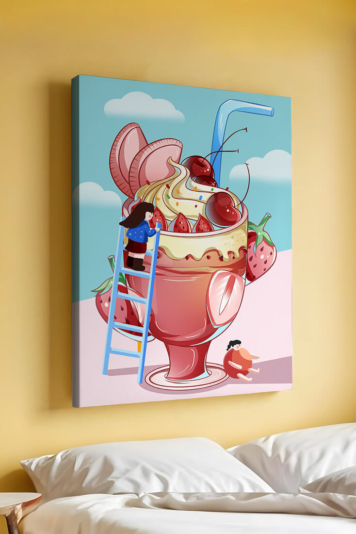 Verspieltes Dessert mit Erdbeeren und Kirschen