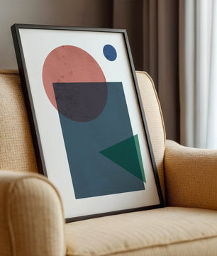 Geometric Abstract Art with Overlapping Shapes in Soft Colors - Mi tienda