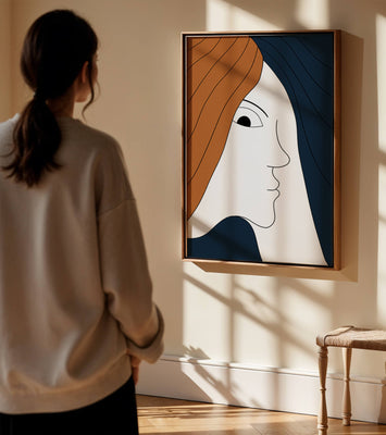 Abstract Portrait with Stylized Hair and Minimalist Design