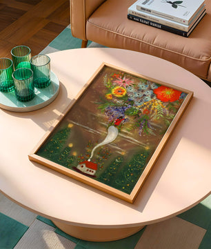 Charming illustration of floral fantasy scene