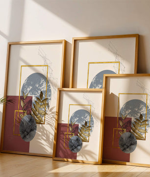 Abstract Composition with Gold Accents and Geometric Shapes - Mi tienda