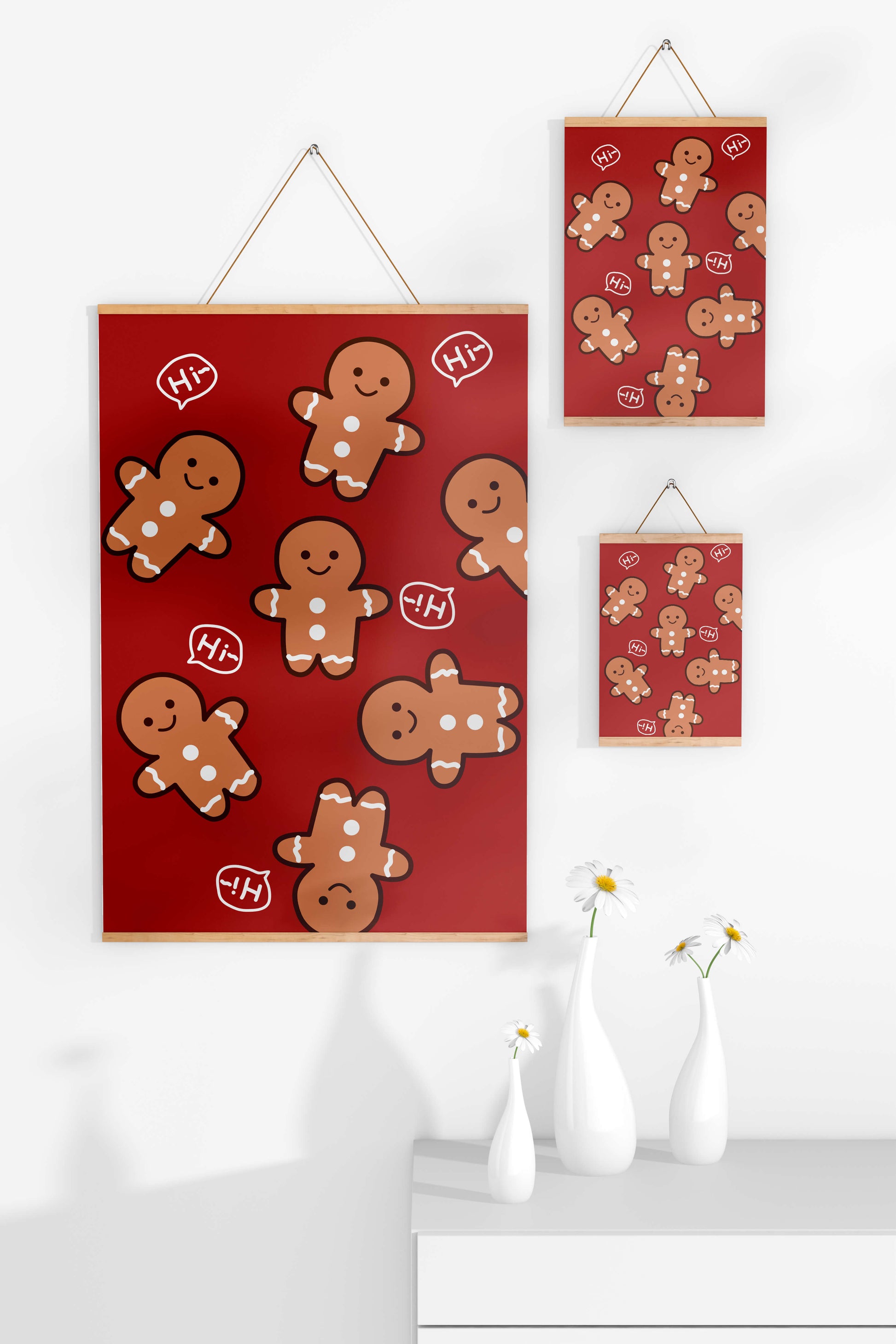 Playful gingerbread pattern with holiday greetings
