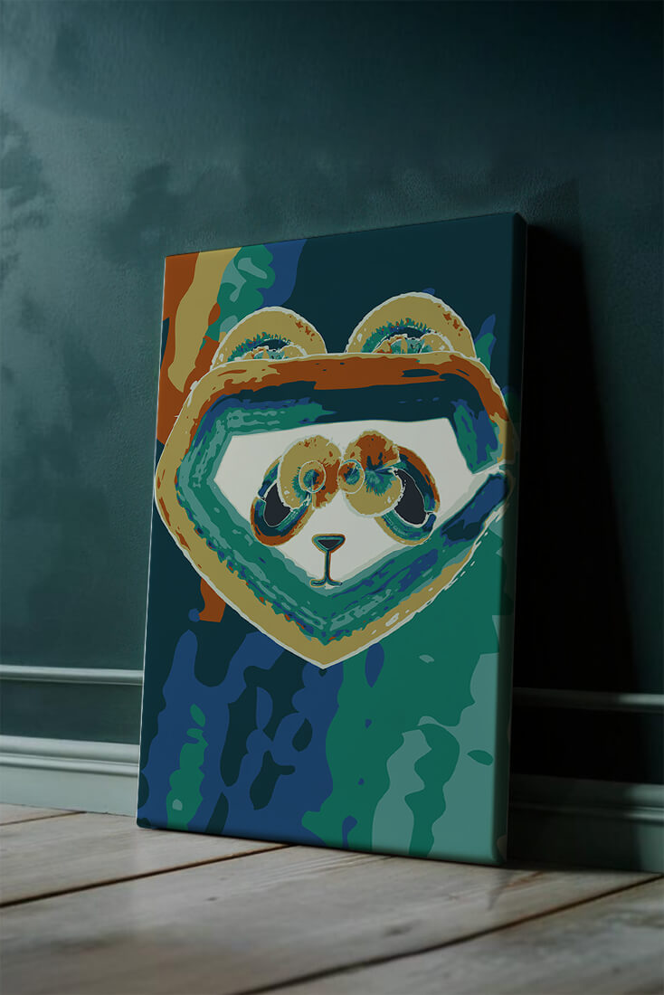 Art abstrait coloré de panda avec des motifs vibrants