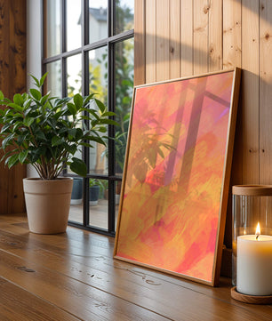 Arte de pinceladas abstractas en tonos cálidos
