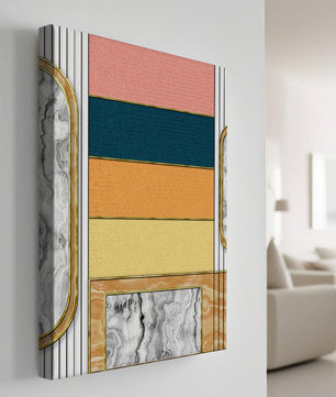 Abstract Geometric Art with Gold and Marble Accents