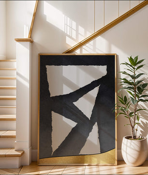 Abstract geometric design with gold and black elements