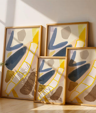 Abstract Design with Geometric Shapes in Earthy Tones and Gold Accents - Mi tienda