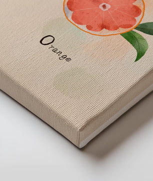 Watercolor Illustration of Orange Slice with Leaves on Pastel Background - Mi tienda