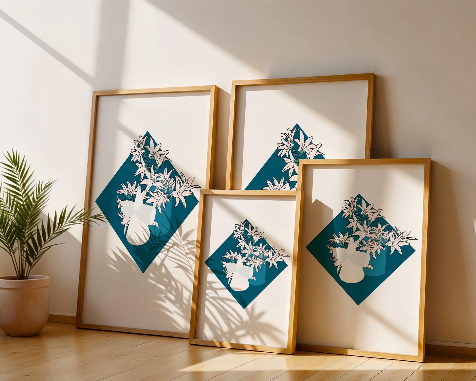 Modern Floral Design with Geometric Elements
