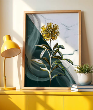 Elegant floral design with gold accents on abstract background