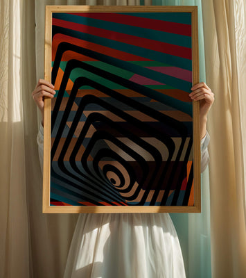 Colorful Geometric Abstract Art with Concentric Stripes