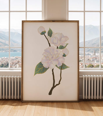 Delicate blooming flowers with lush leaves in elegant design