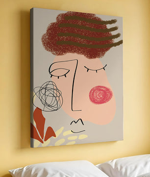 Rostro abstracto con elementos coloridos y diseño de arte lineal