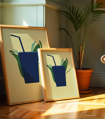 Modern cafe drink illustration with botanical elements