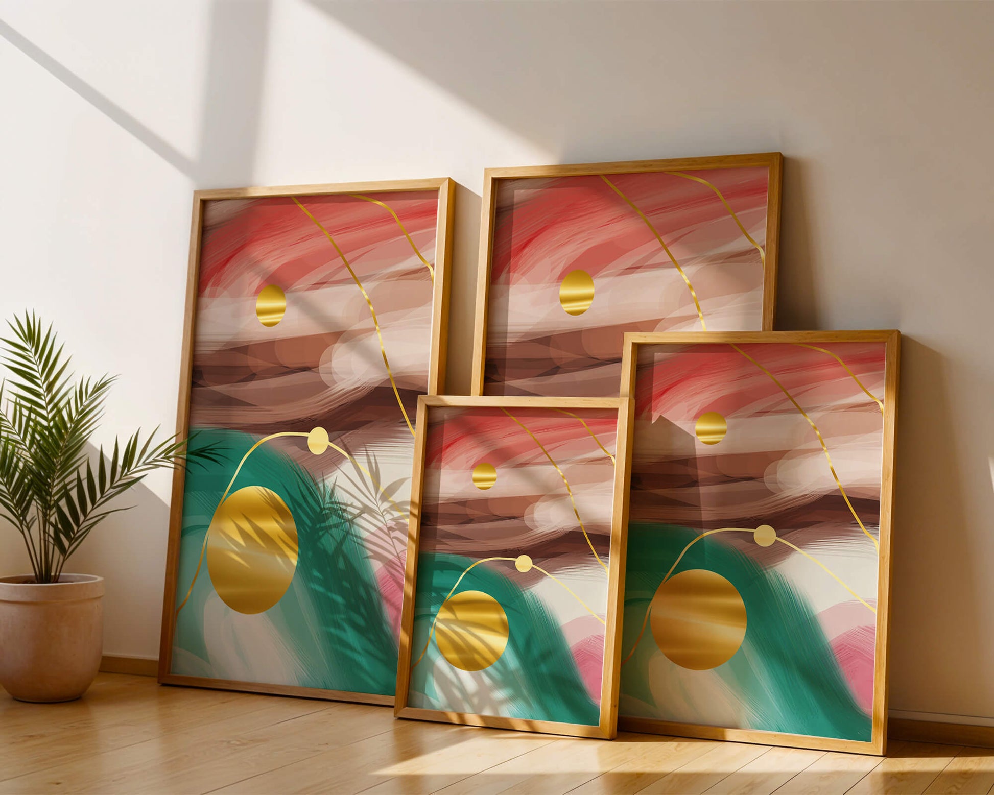 Abstract Expressionism with Gold Accents and Earthy Tones