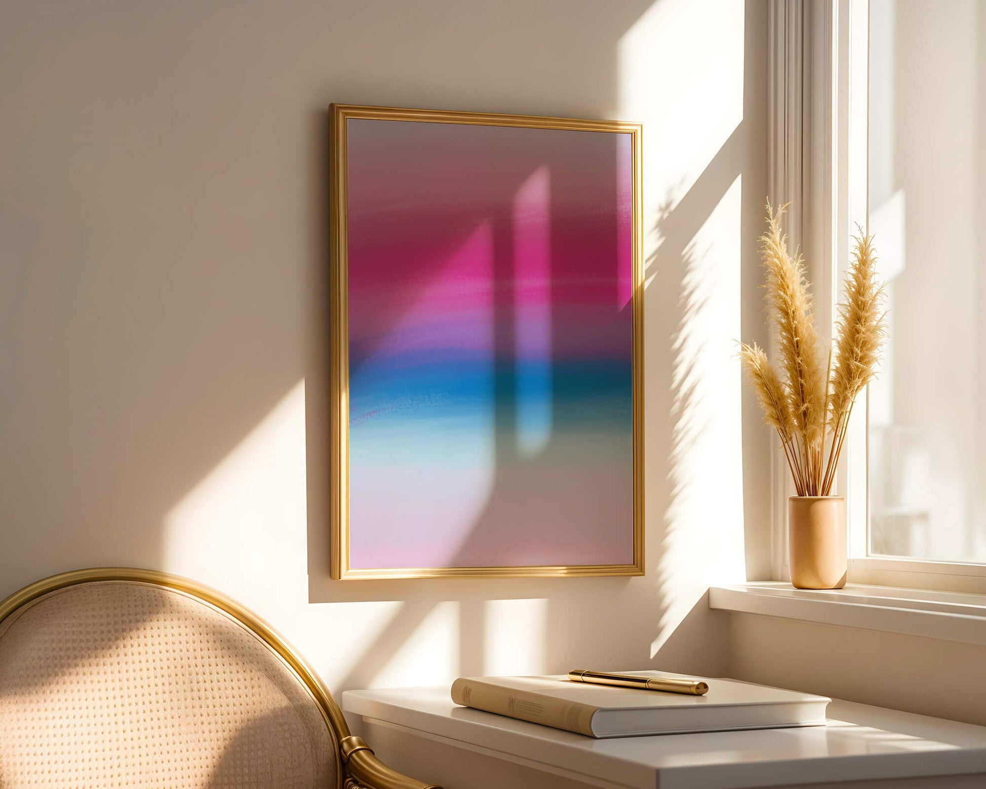 Degradado vibrante con tonos rosados y azules