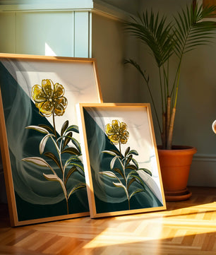 Elegant golden flower art with abstract background