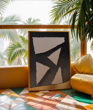 Abstract geometric design with gold and black elements