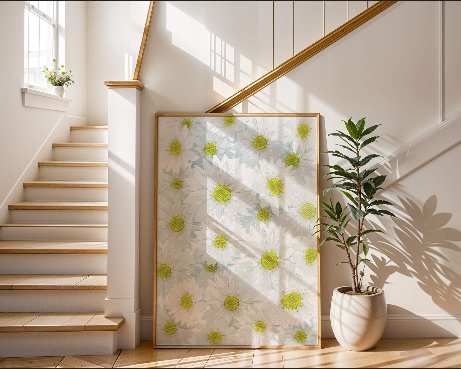White Daisies Pattern with Yellow Centers