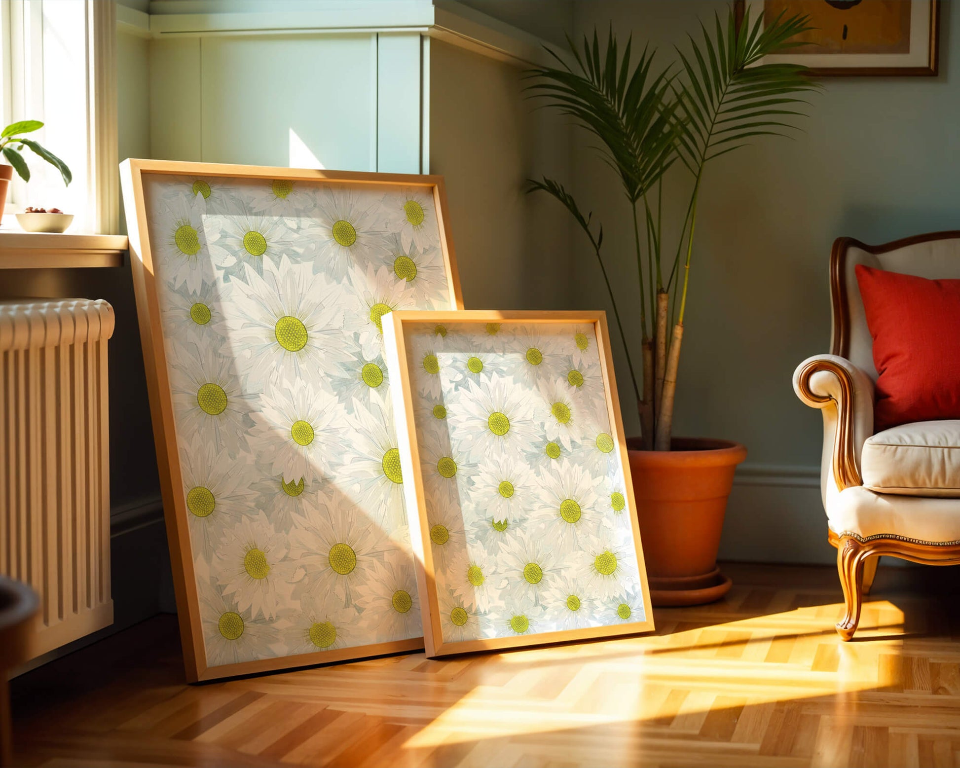 White Daisies Pattern with Yellow Centers