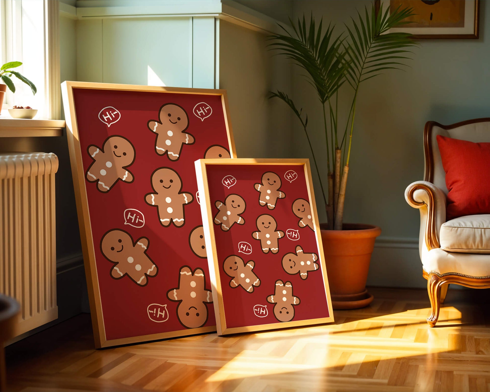 Playful gingerbread pattern with holiday greetings
