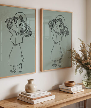 Hand-Drawn Illustration of a Thoughtful Cartoon Character with Curly Hair and a Beanie