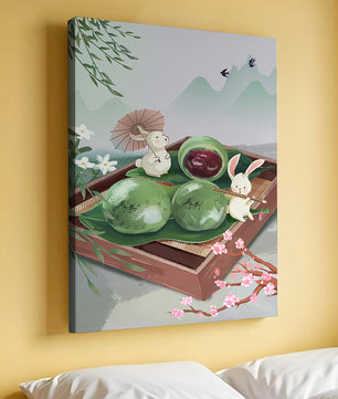 Charming Hasen mit Mochi und Berglandschaft