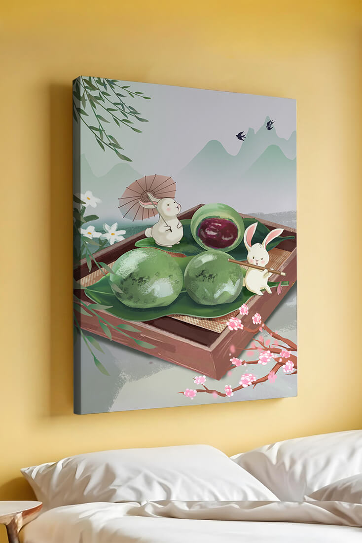 Charming Hasen mit Mochi und Berglandschaft